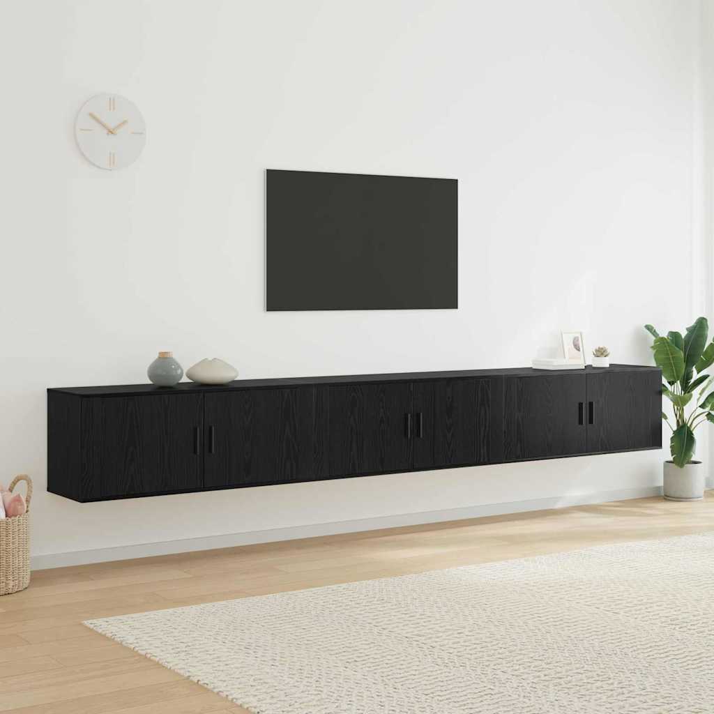 Wandtv-kast Set 3 pcs Zwart Eiken 100 x 34,5 x 40 cm is nu te koop bij PeponiXL, paradijselijk wonen!