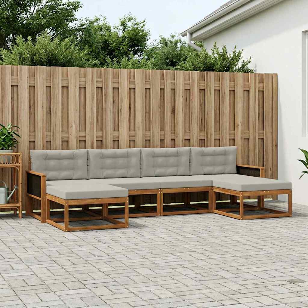 Buiten bankenset met kussen 6 pcs Naturel en lichtgrijs is nu te koop bij PeponiXL, paradijselijk wonen!