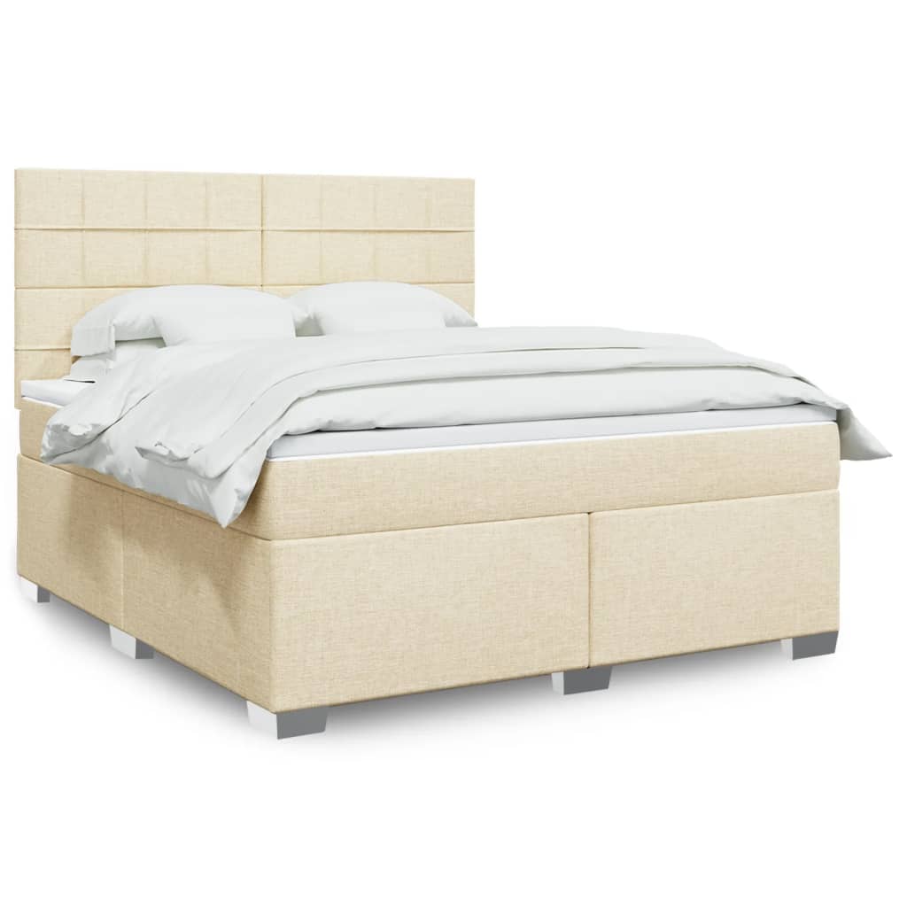 Boxspring met matras stof crèmekleurig 180x200 cm is nu te koop bij PeponiXL, paradijselijk wonen!