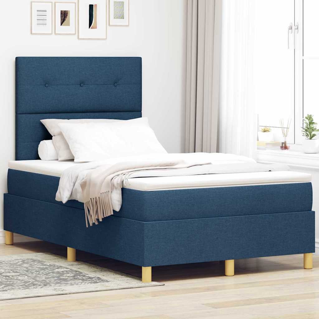 LED Box Spring Bed met matras Blauw 120 x 190 cm Stof is nu te koop bij PeponiXL, paradijselijk wonen!
