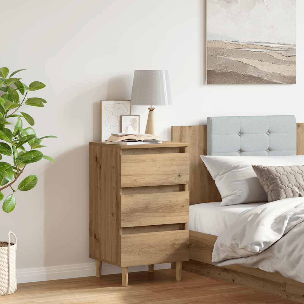 Nachtkastje 40x35x69 cm bewerkt hout artisanaal eikenkleur is nu te koop bij PeponiXL, paradijselijk wonen!