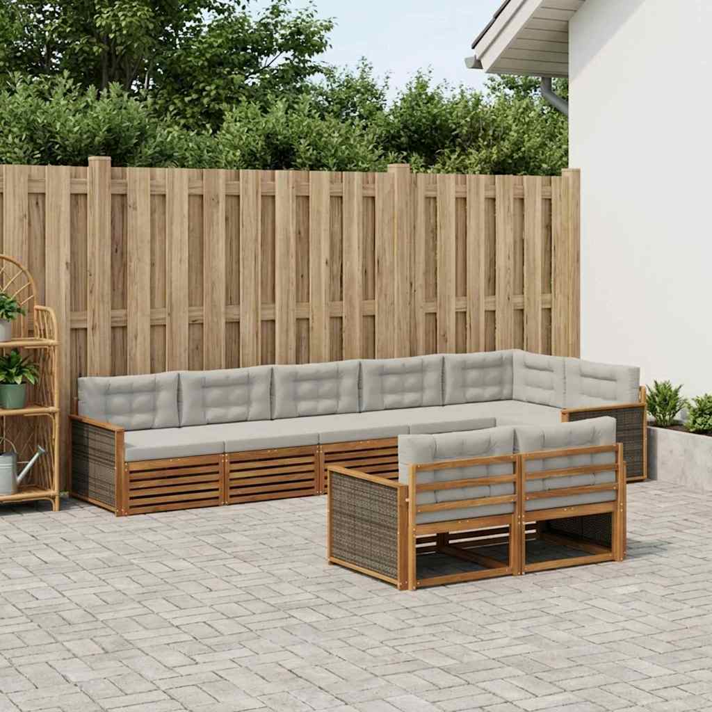 Buiten bankenset met kussen 8 pcs Naturel en lichtgrijs is nu te koop bij PeponiXL, paradijselijk wonen!