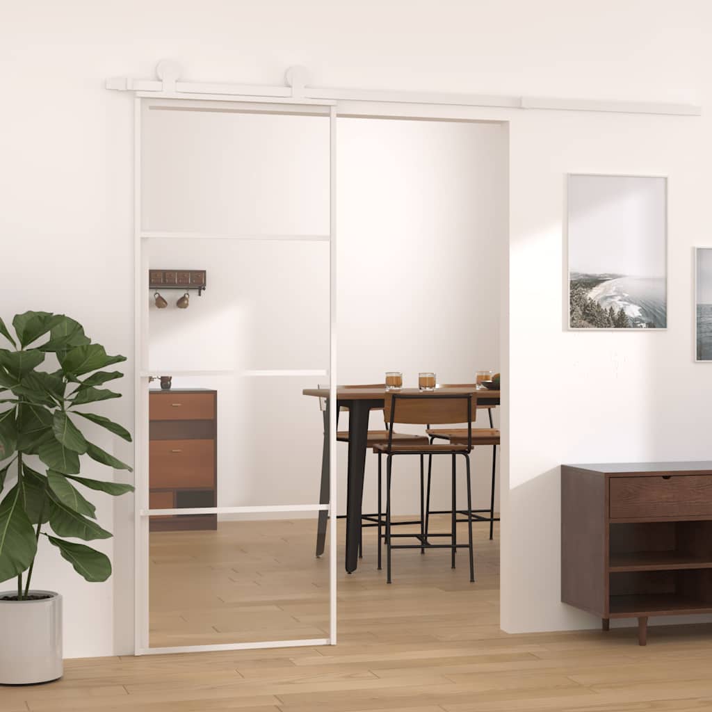 Schuifdeur 76x205 cm ESG-glas en aluminium wit is nu te koop bij PeponiXL, paradijselijk wonen!
