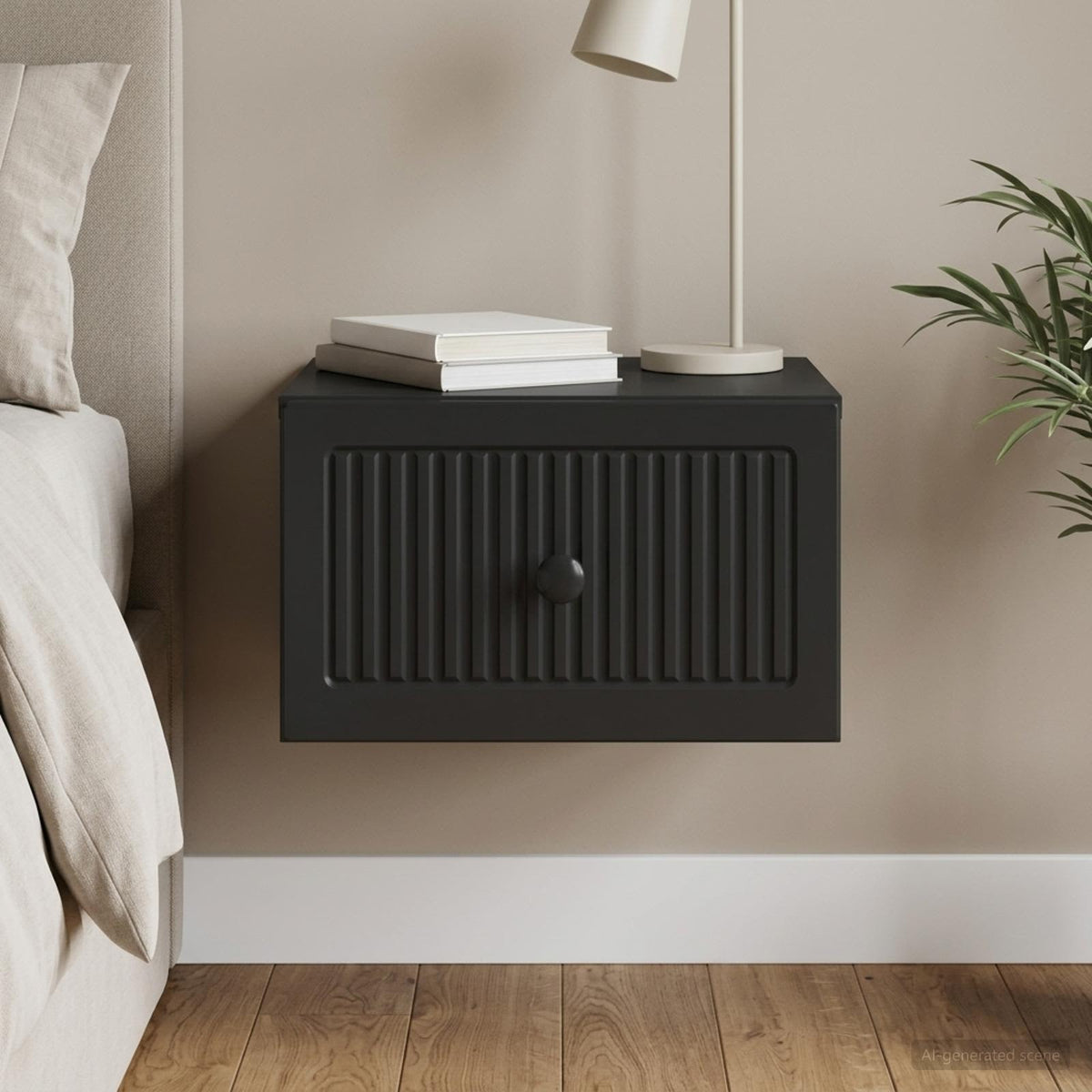 Wandbeugel Bedkast Zwart 33 x 34,5 x 20 cm Bewerkt hout is nu te koop bij PeponiXL, paradijselijk wonen!