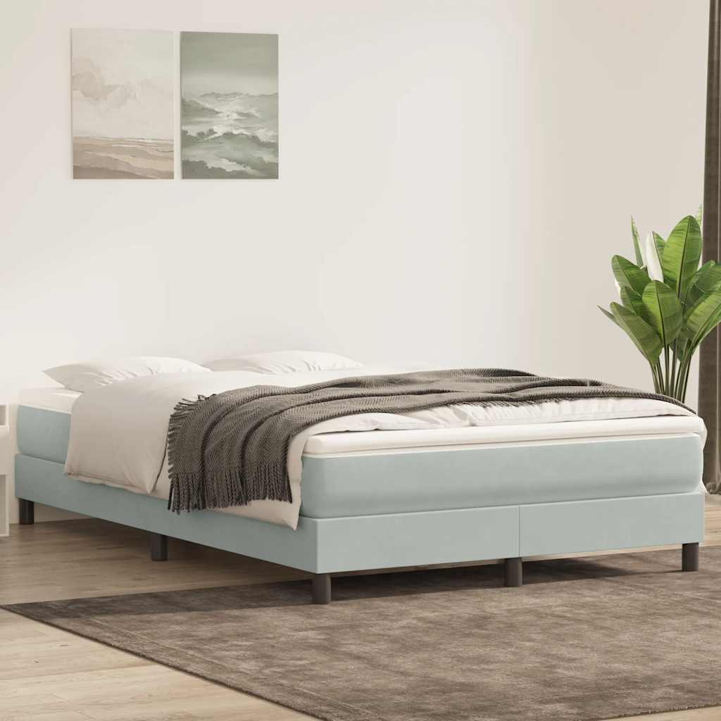 Boxspring met matras fluweel lichtgrijs 160x210 cm is nu te koop bij PeponiXL, paradijselijk wonen!
