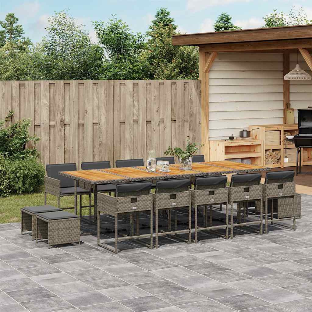 15-delige Tuinset met kussens poly rattan grijs is nu te koop bij PeponiXL, paradijselijk wonen!