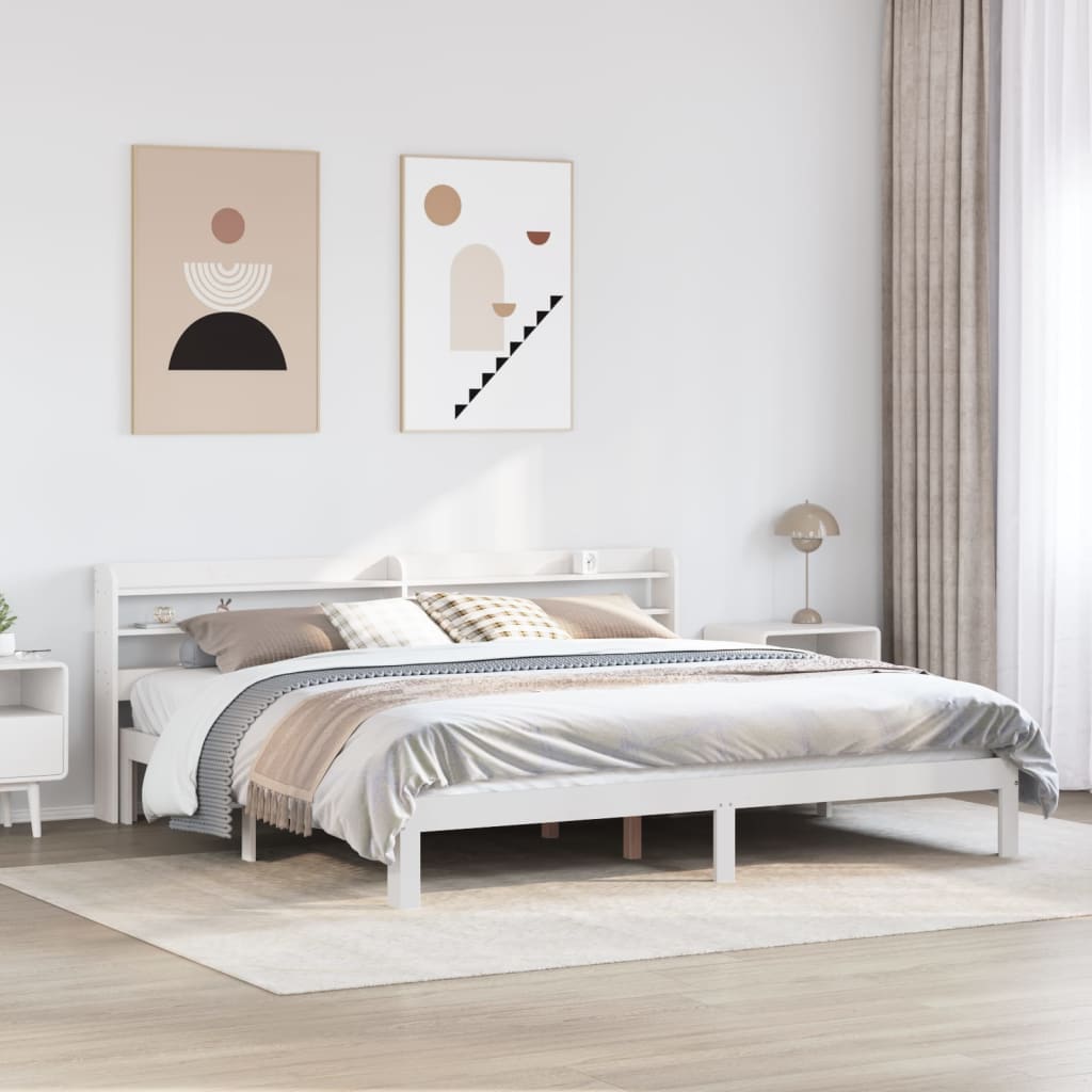 Bedframe met hoofdeinde zonder matras 180x200 cm wit is nu te koop bij PeponiXL, paradijselijk wonen!