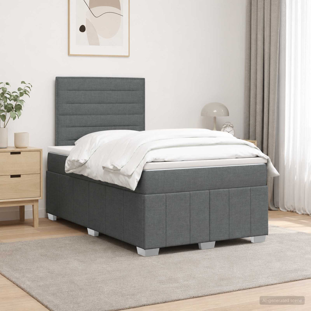 Boxspringbed met matras Donkergrijs 120 x 200 cm Stof is nu te koop bij PeponiXL, paradijselijk wonen!