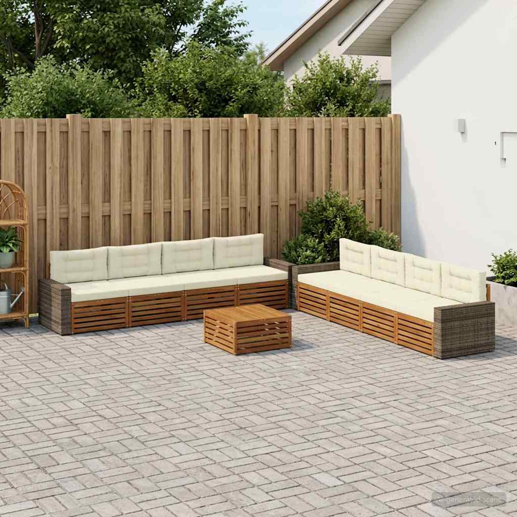 Buiten bankenset met kussen 9 pcs Natuurlijk en Crème Polyester is nu te koop bij PeponiXL, paradijselijk wonen!