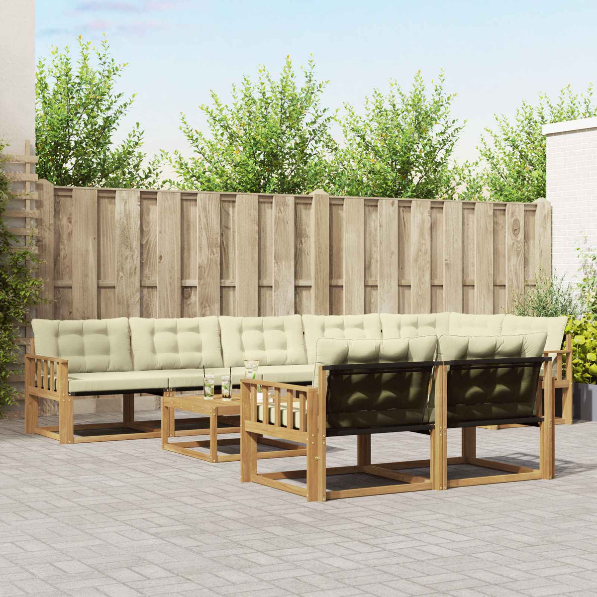 Buiten bankenset 9 pcs Wit en crèmekleurig 79 x 79 x 37 cm is nu te koop bij PeponiXL, paradijselijk wonen!