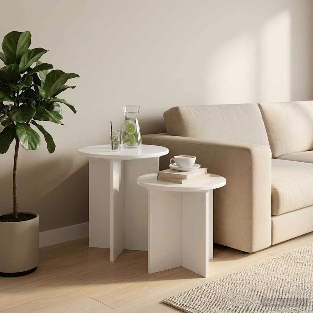 Bijzettafelset 2 pcs Hoogglans Wit Geconstrueerd hout is nu te koop bij PeponiXL, paradijselijk wonen!
