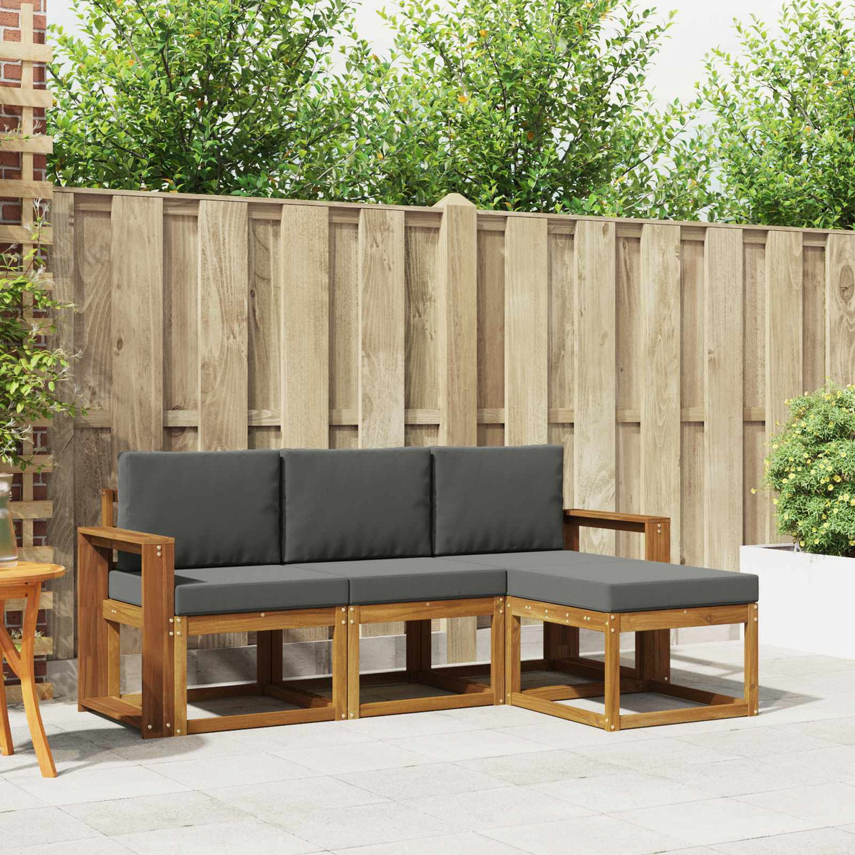 Buiten bankenset met kussen 4 pcs Natuurlijk en Antraciet is nu te koop bij PeponiXL, paradijselijk wonen!