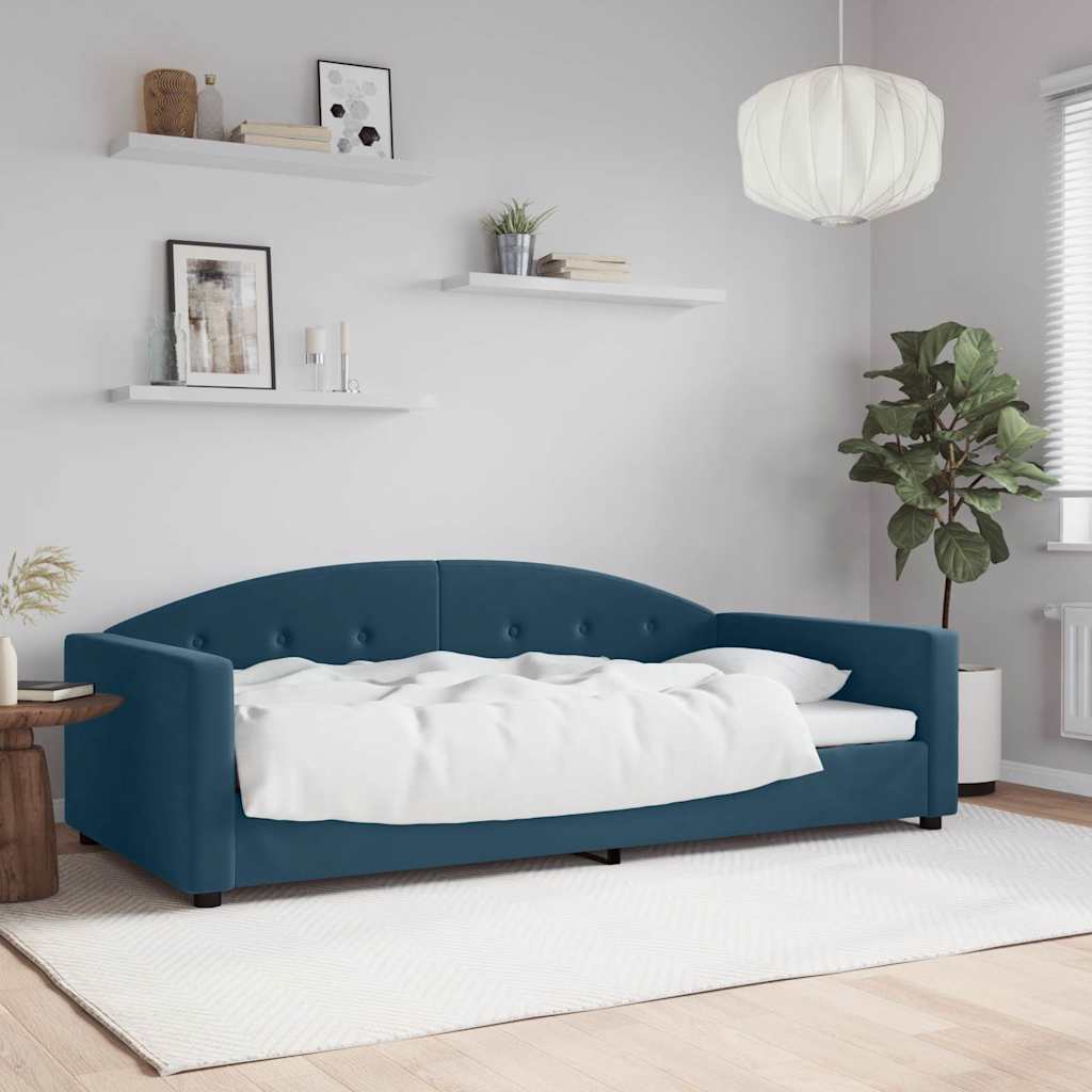Slaapbank 100x200 cm fluweel blauw is nu te koop bij PeponiXL, paradijselijk wonen!