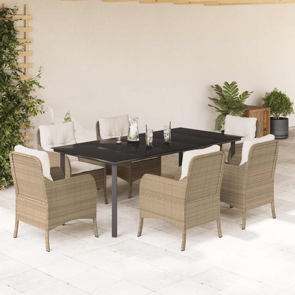7-delige Tuinset met kussens poly rattan beige is nu te koop bij PeponiXL, paradijselijk wonen!