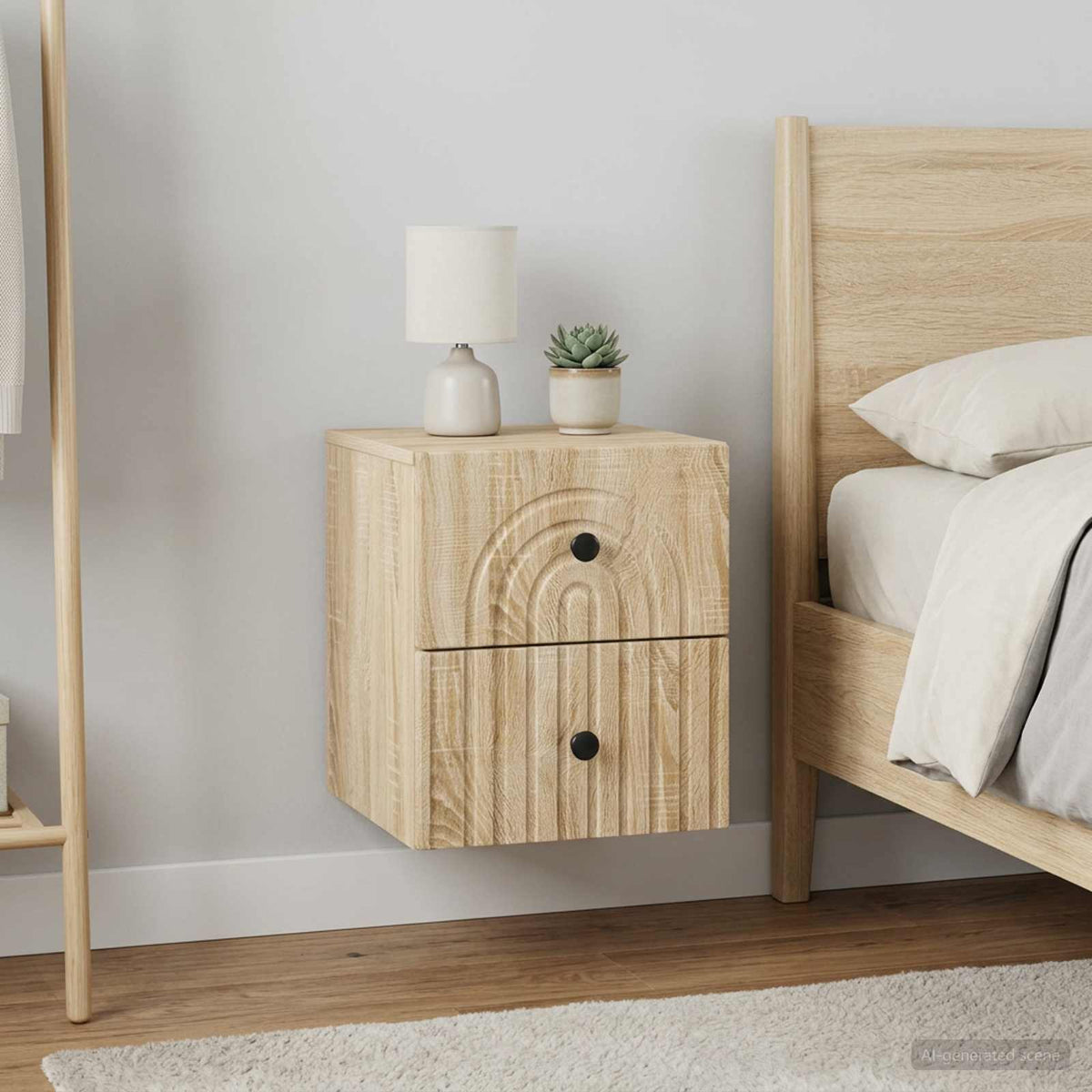 Wandbeugel Bedkast 2 pcs Sonoma Eiken 33 x 34,5 x 40 cm is nu te koop bij PeponiXL, paradijselijk wonen!