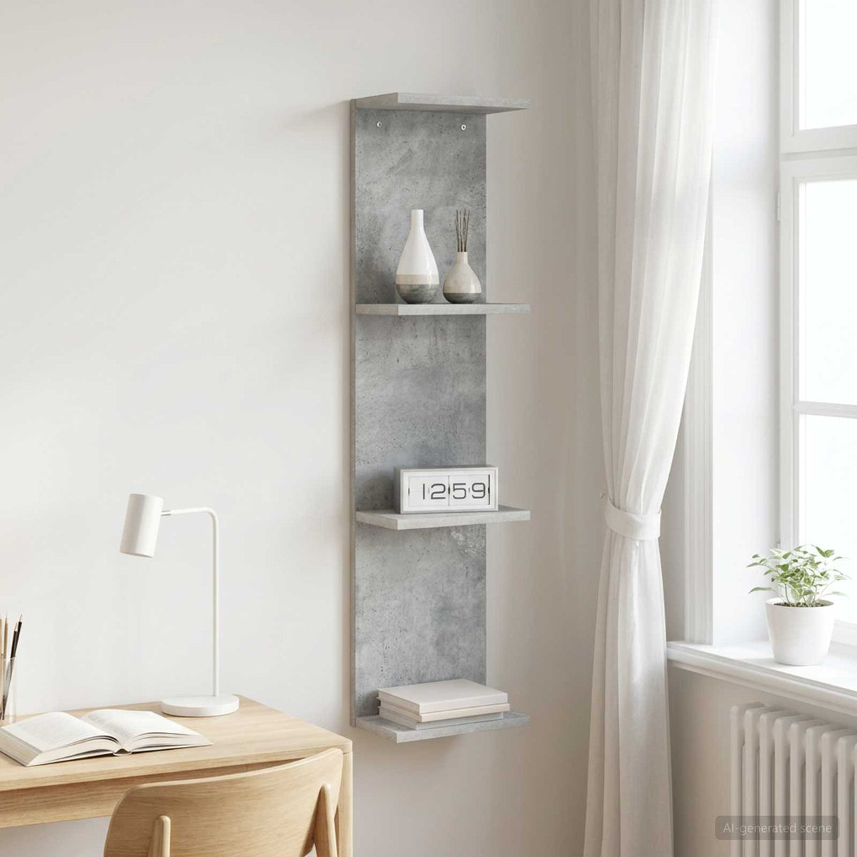 Wandplank Betongrijs 25 x 15 x 100 cm Bewerkt hout is nu te koop bij PeponiXL, paradijselijk wonen!