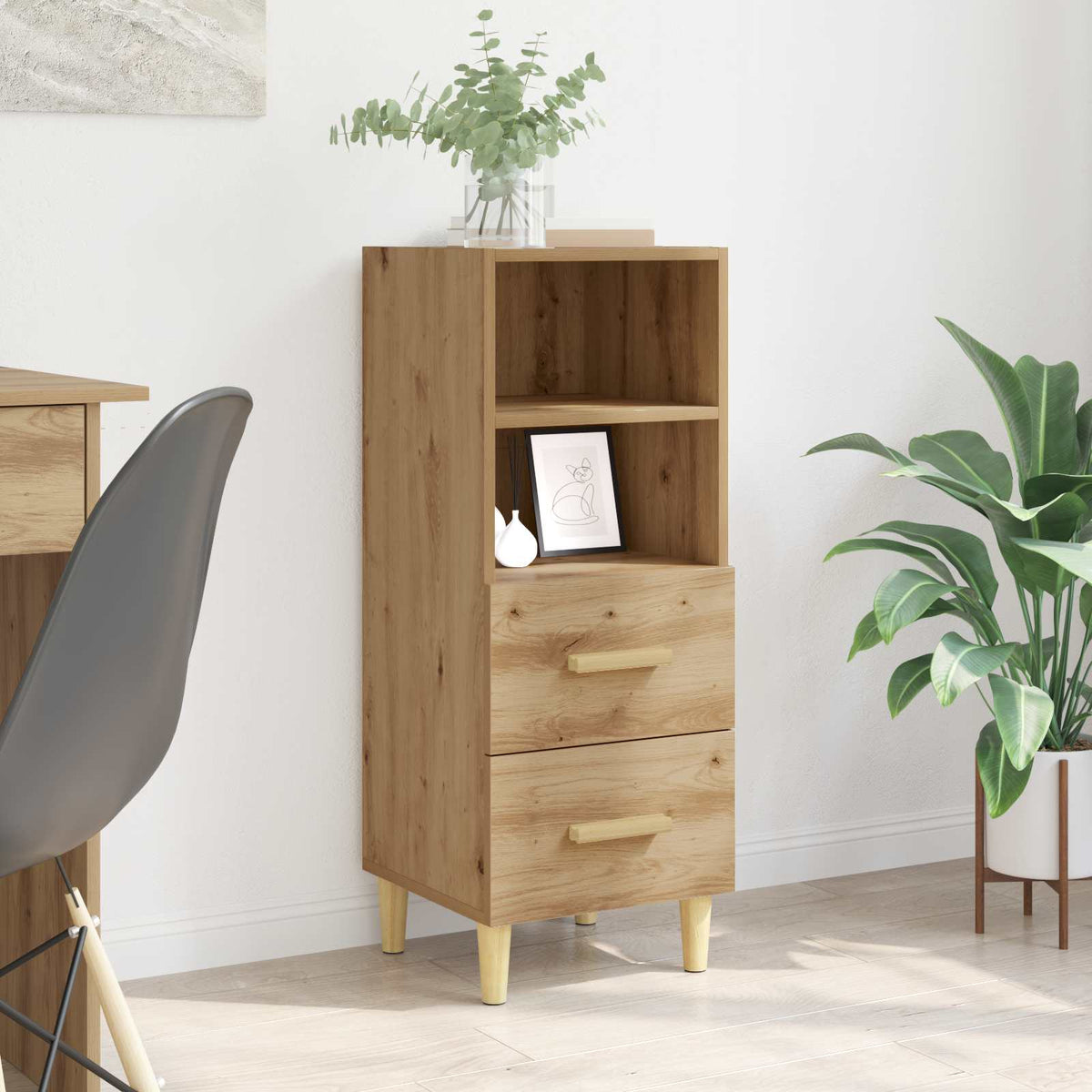 Dressoir artisanaal eikenkleurig 34 x 34.5 x 90 cm Bewerkt hout is nu te koop bij PeponiXL, paradijselijk wonen!