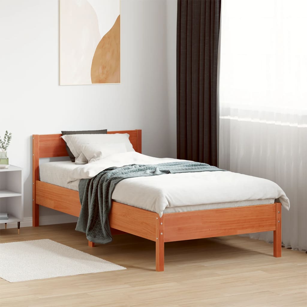 Bedframe zonder matras massief grenenhout wasbruin 100x200 cm is nu te koop bij PeponiXL, paradijselijk wonen!