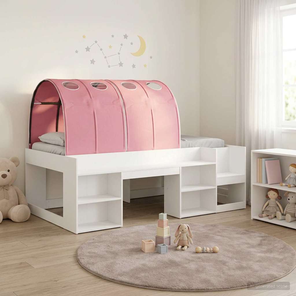 Hoge Bedframe voor Kinderen met Opslag 3 st Wit en Roze is nu te koop bij PeponiXL, paradijselijk wonen!