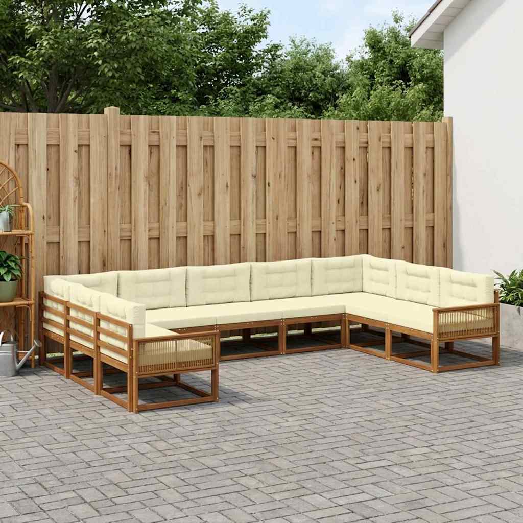 Buiten bankenset met kussen 10 pcs Natuurlijk en Crème is nu te koop bij PeponiXL, paradijselijk wonen!