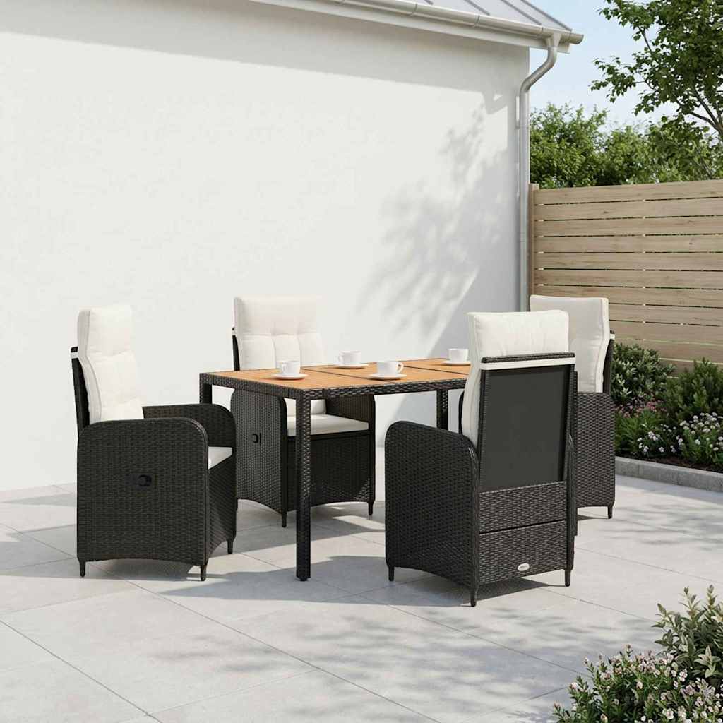 Buiten eettafelset 5 st Zwart en Cream Wit is nu te koop bij PeponiXL, paradijselijk wonen!