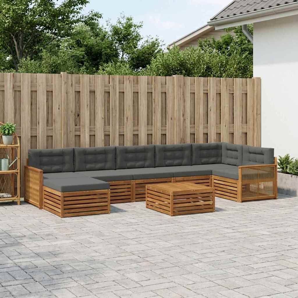 Buiten bankenset 8 pcs Natuurlijk en Antraciet is nu te koop bij PeponiXL, paradijselijk wonen!