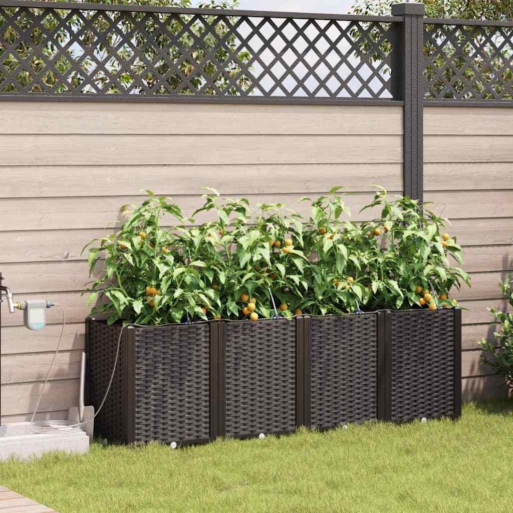 Tuin Bloempot 4 pcs Bruin Kunststof is nu te koop bij PeponiXL, paradijselijk wonen!