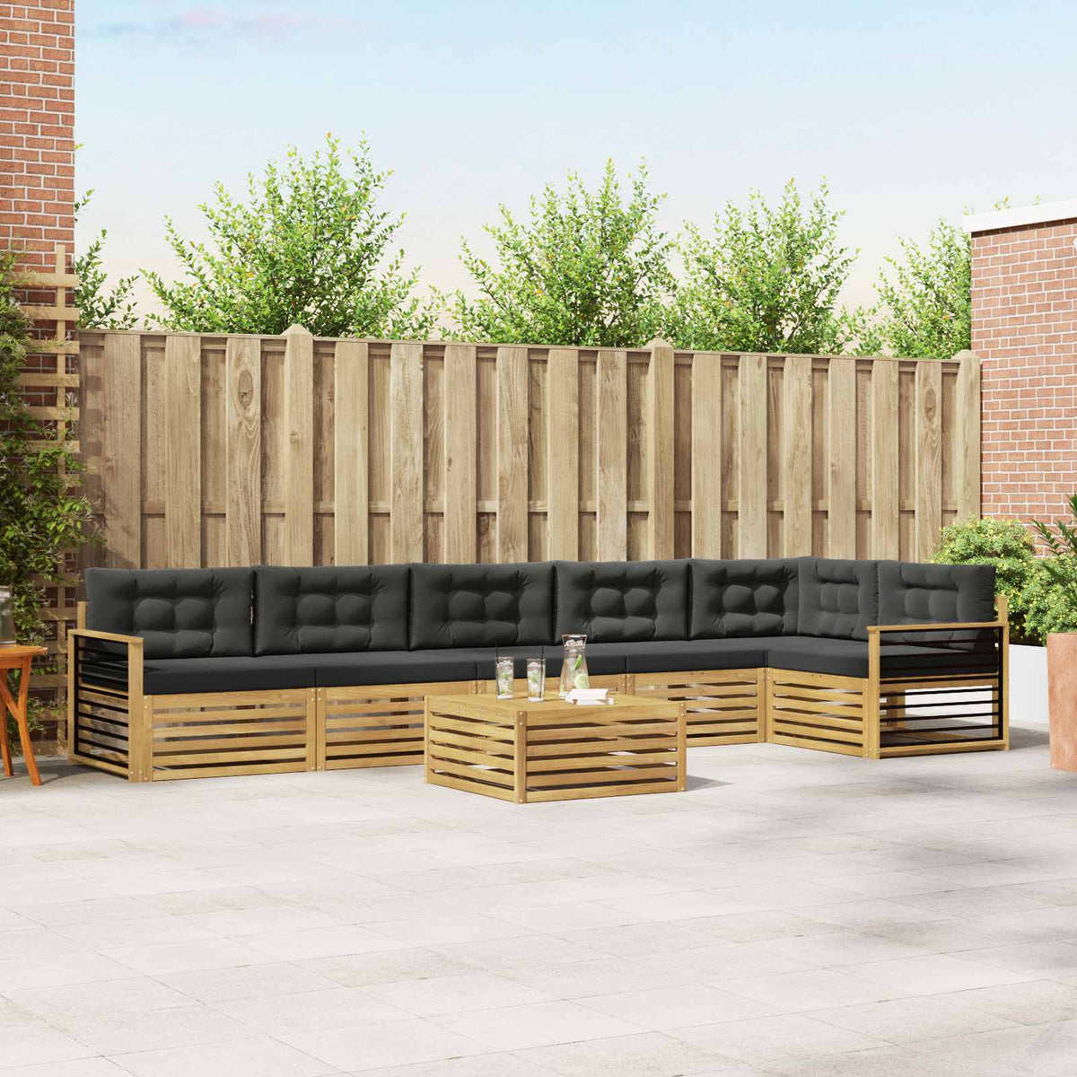Buiten bankenset met kussen 7 pcs Wit en antracietkleurig is nu te koop bij PeponiXL, paradijselijk wonen!