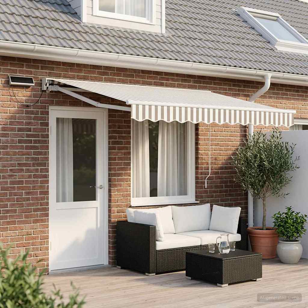 Elektrisch Uittrekbaar Zonnescherm Lichtgrijs en wit. 4 × 3,5 m is nu te koop bij PeponiXL, paradijselijk wonen!