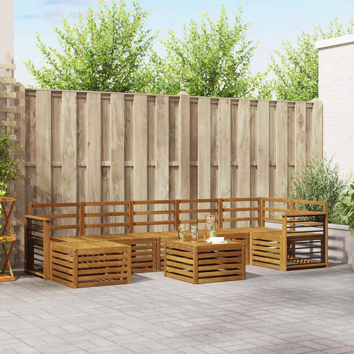Sofa-Sets 8 pcs Naturel Massief Acaciahout is nu te koop bij PeponiXL, paradijselijk wonen!