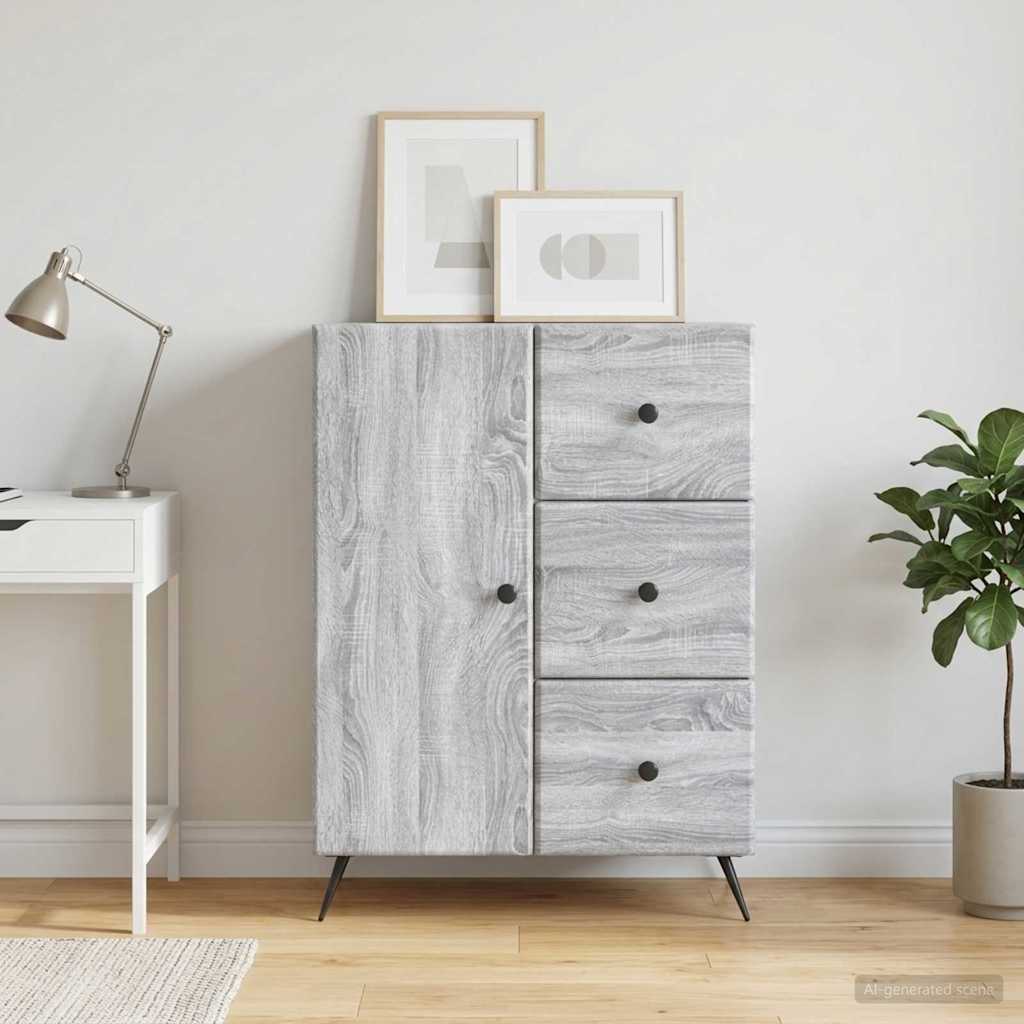 Dressoir met lade Grijs sonoma 66 x 34,5 x 90 cm Bewerkt hout is nu te koop bij PeponiXL, paradijselijk wonen!