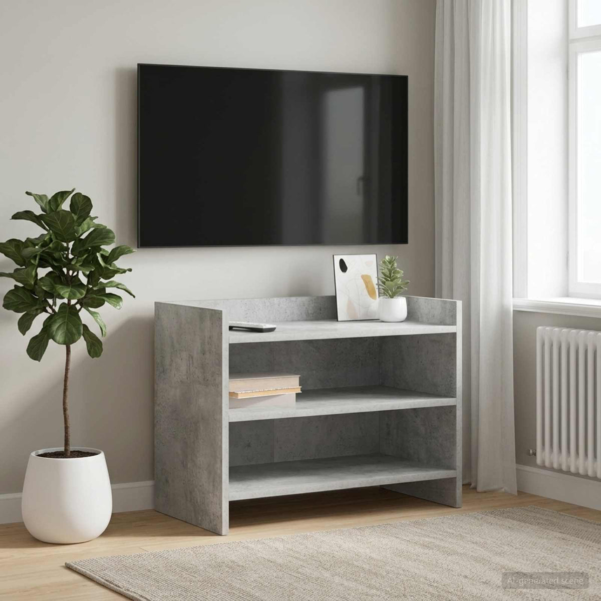 TV-kast 60 x 33 x 47 cm Betongrijs Bewerkt hout is nu te koop bij PeponiXL, paradijselijk wonen!