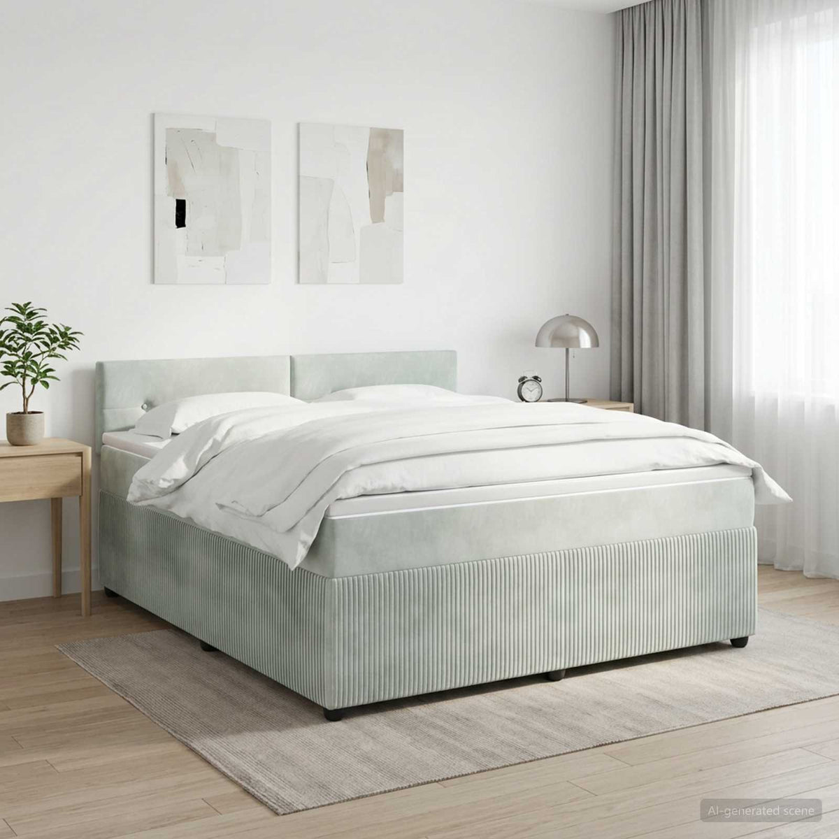 Boxspringbed met matras Lichtgrijs 140 x 190 cm Fluweel is nu te koop bij PeponiXL, paradijselijk wonen!