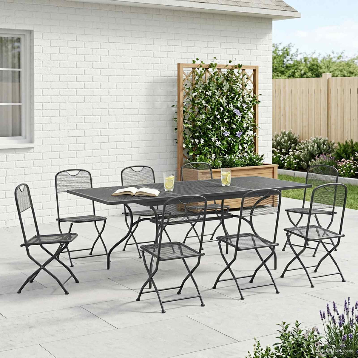 Tuin eettafelset 9 pcs Antracietkleurig 212 x 90 x 76 cm is nu te koop bij PeponiXL, paradijselijk wonen!