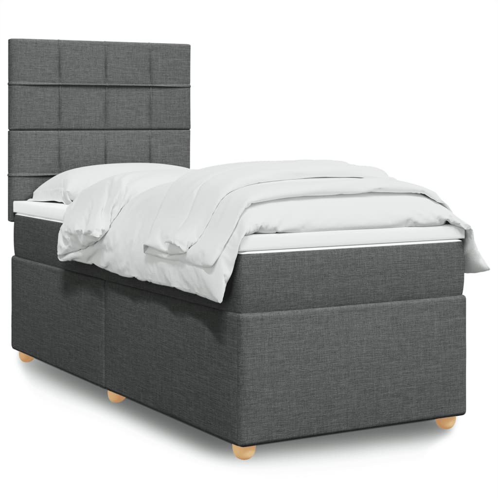 Boxspring met matras stof donkergrijs 100x200 cm is nu te koop bij PeponiXL, paradijselijk wonen!