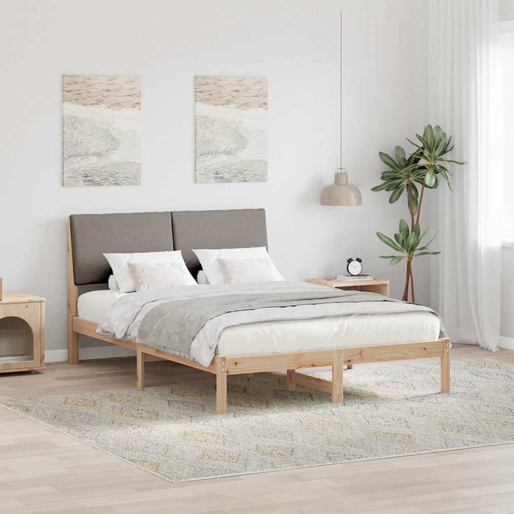 Bedframe Bruin en taupe 150 x 200 cm Massief grenenhout is nu te koop bij PeponiXL, paradijselijk wonen!