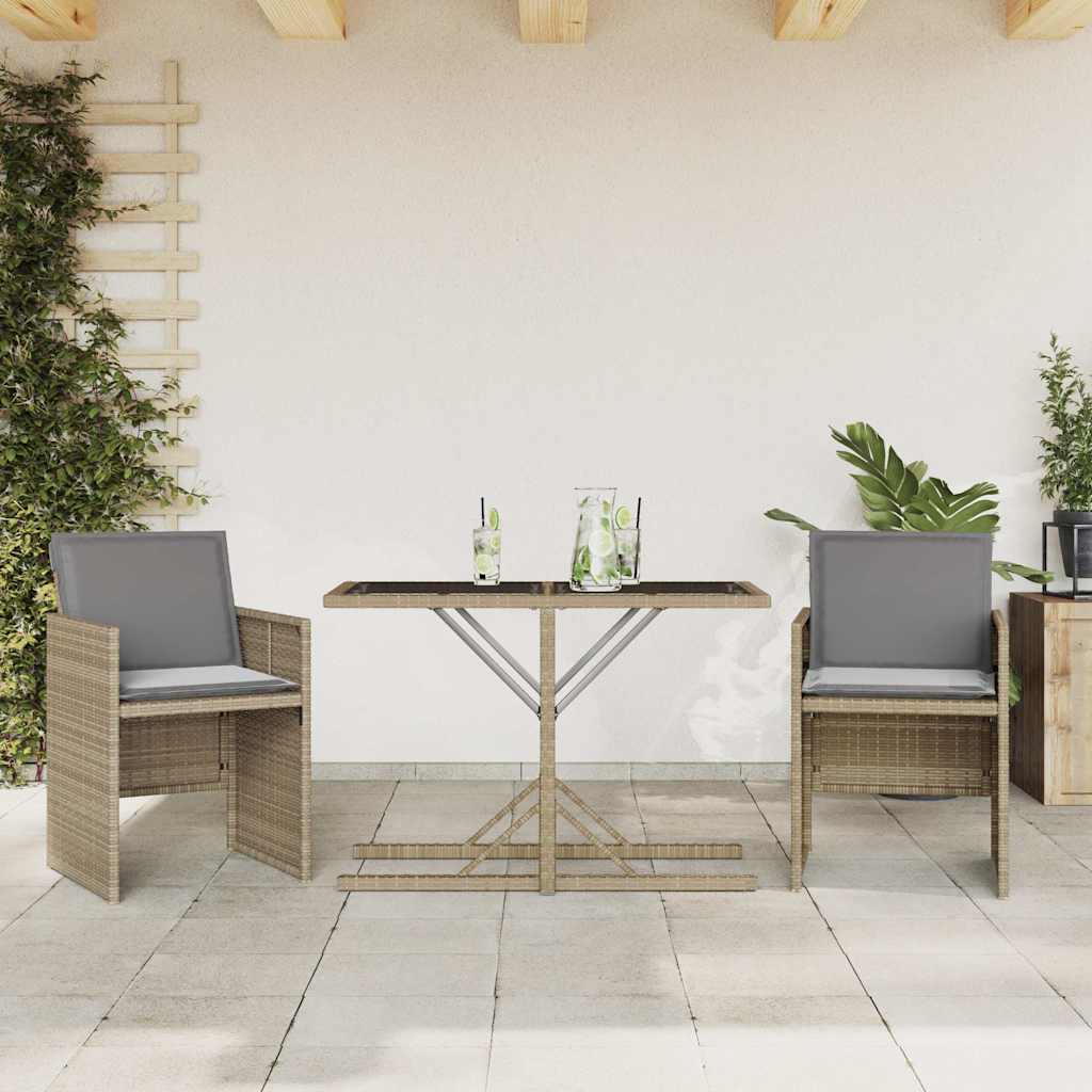 3-delige Bistroset met kussens poly rattan gemengd beige is nu te koop bij PeponiXL, paradijselijk wonen!