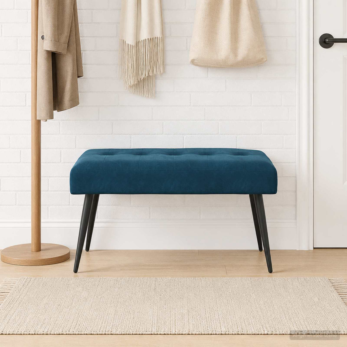 Bank met knoopverstelling Blauw 80 x 40 x 46 cm fluweel is nu te koop bij PeponiXL, paradijselijk wonen!
