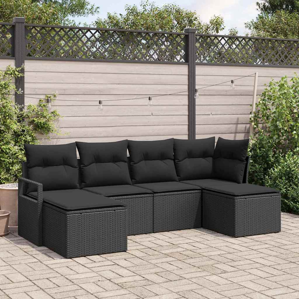 Bankstel 6 pcs Zwart poly rattan is nu te koop bij PeponiXL, paradijselijk wonen!