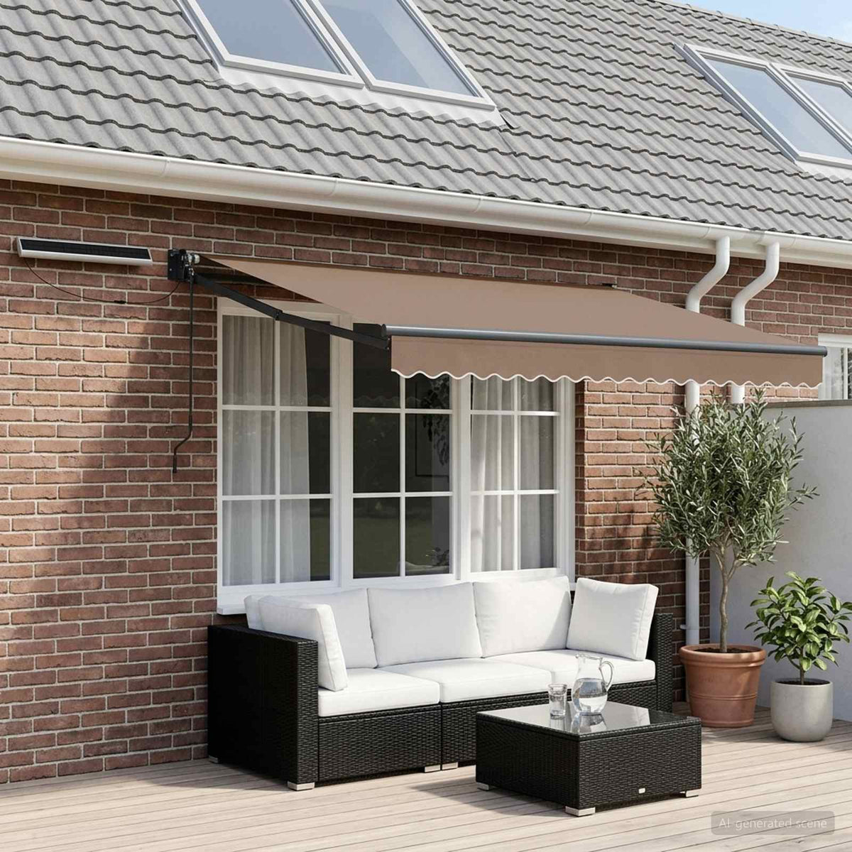Elektrisch Uittrekbaar Zonnescherm Taupe is nu te koop bij PeponiXL, paradijselijk wonen!