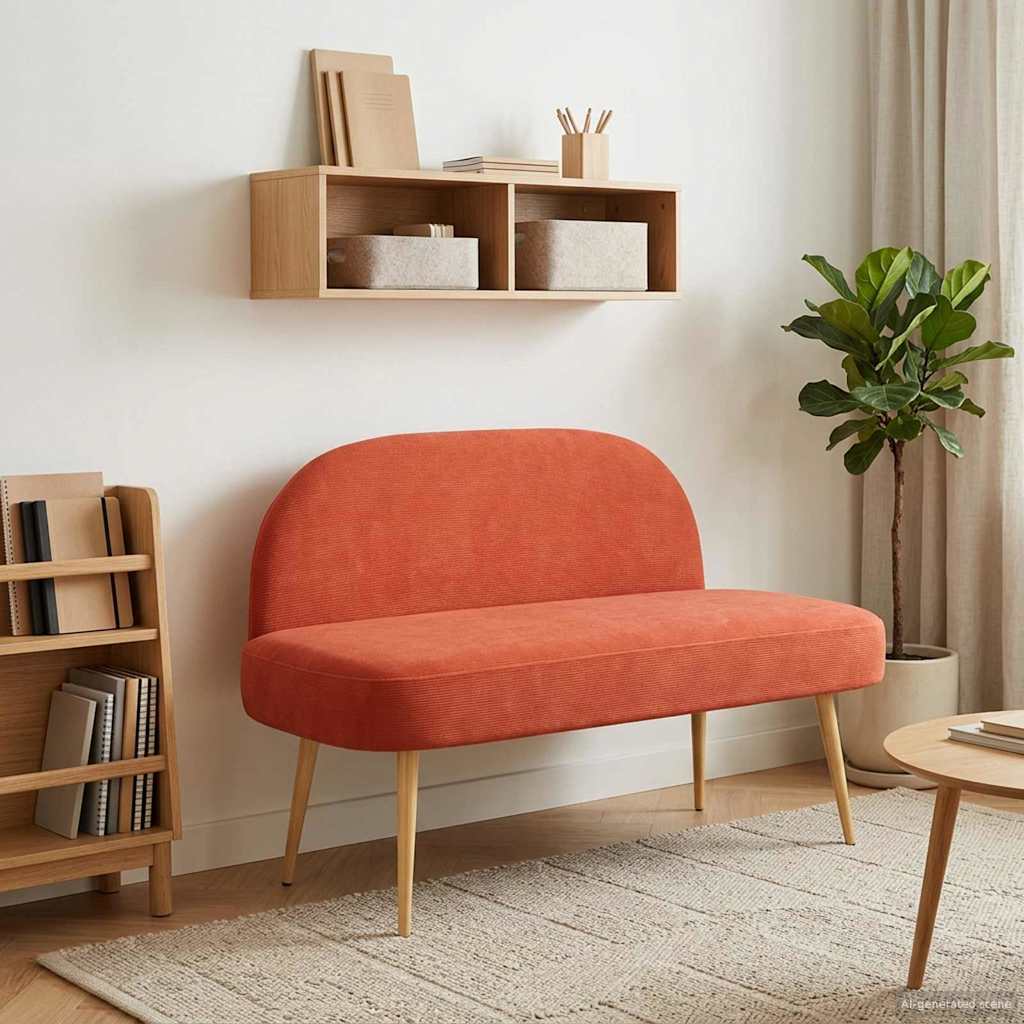 Beklede bank met rugleuning Rood-oranje 110 x 60 x 76 cm is nu te koop bij PeponiXL, paradijselijk wonen!