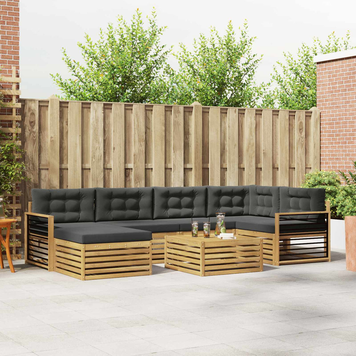 Buiten bankenset met kussen 7 pcs Wit en antracietkleurig is nu te koop bij PeponiXL, paradijselijk wonen!