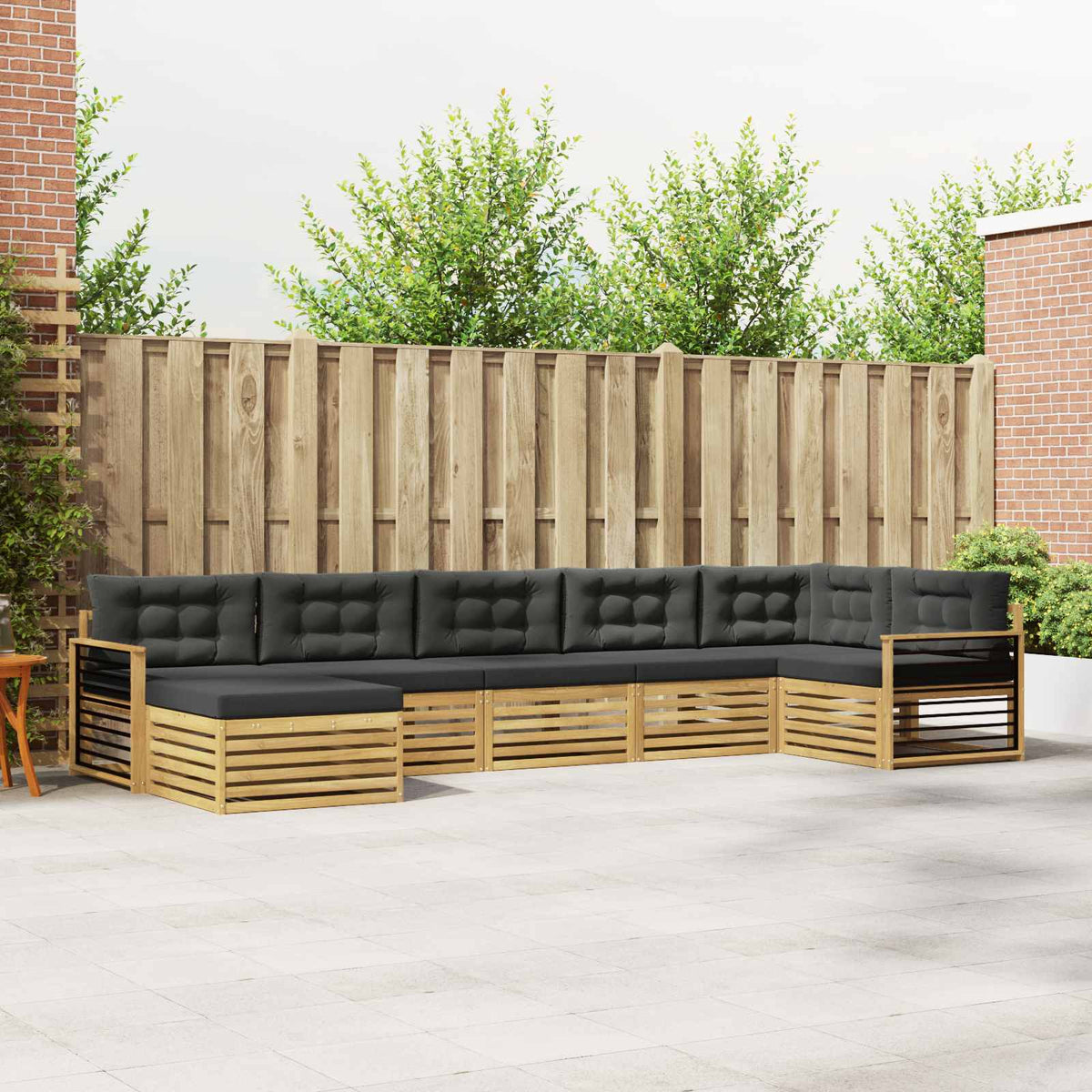 Buiten bankenset met kussen 7 pcs Wit en antracietkleurig is nu te koop bij PeponiXL, paradijselijk wonen!