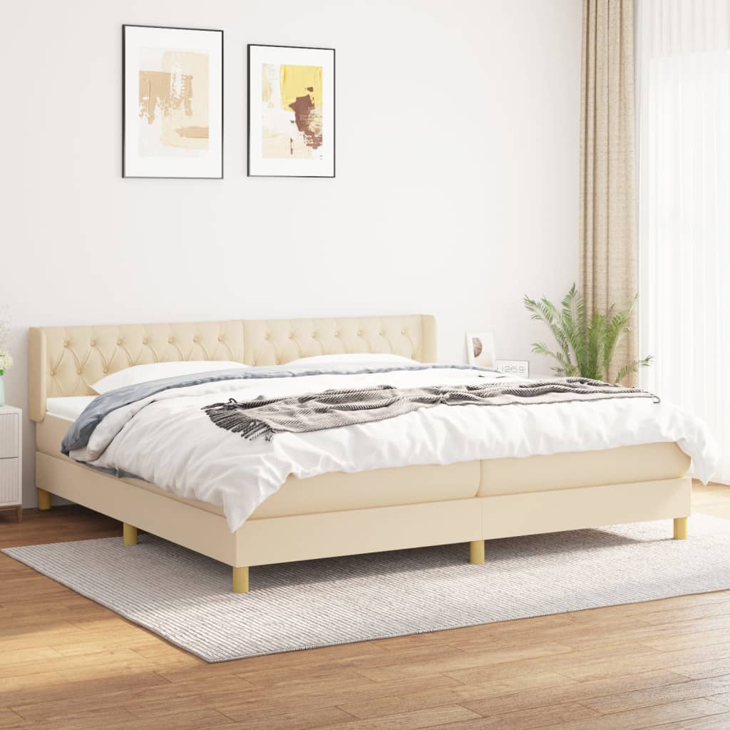 Boxspring met matras stof crèmekleurig 160x200 cm is nu te koop bij PeponiXL, paradijselijk wonen!