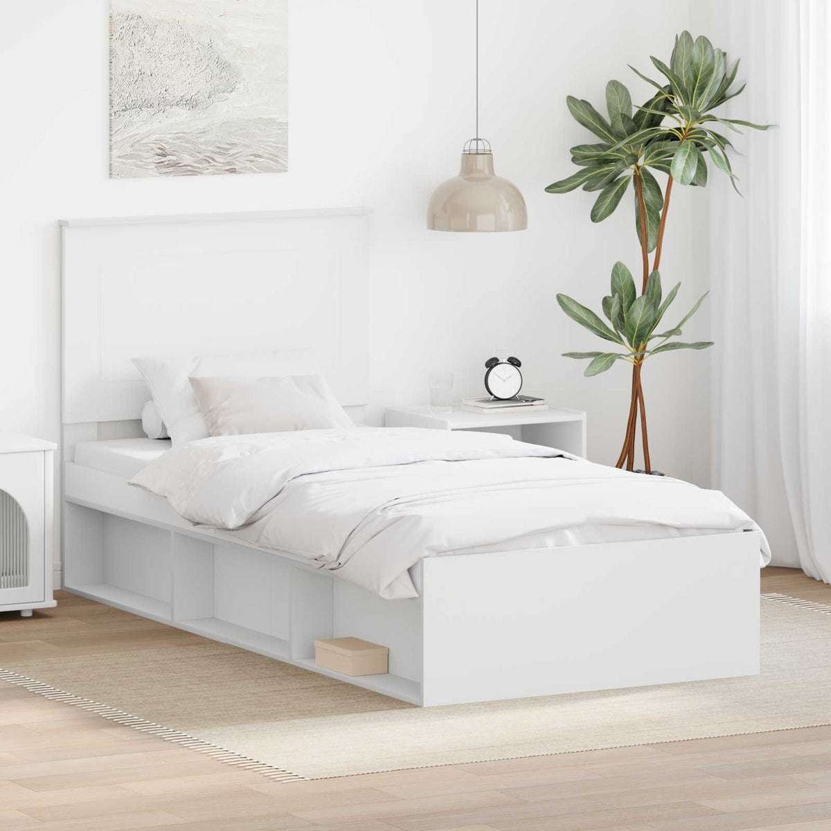 Bedframe met hoofdeinde Wit 90 x 200 cm Massief grenenhout is nu te koop bij PeponiXL, paradijselijk wonen!