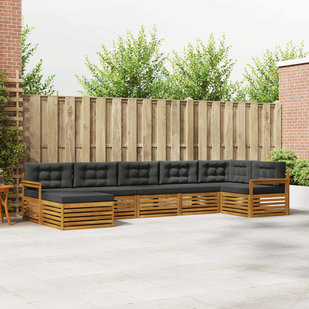 Buiten bankenset met kussen 7 pcs Natuurlijk en Antraciet is nu te koop bij PeponiXL, paradijselijk wonen!