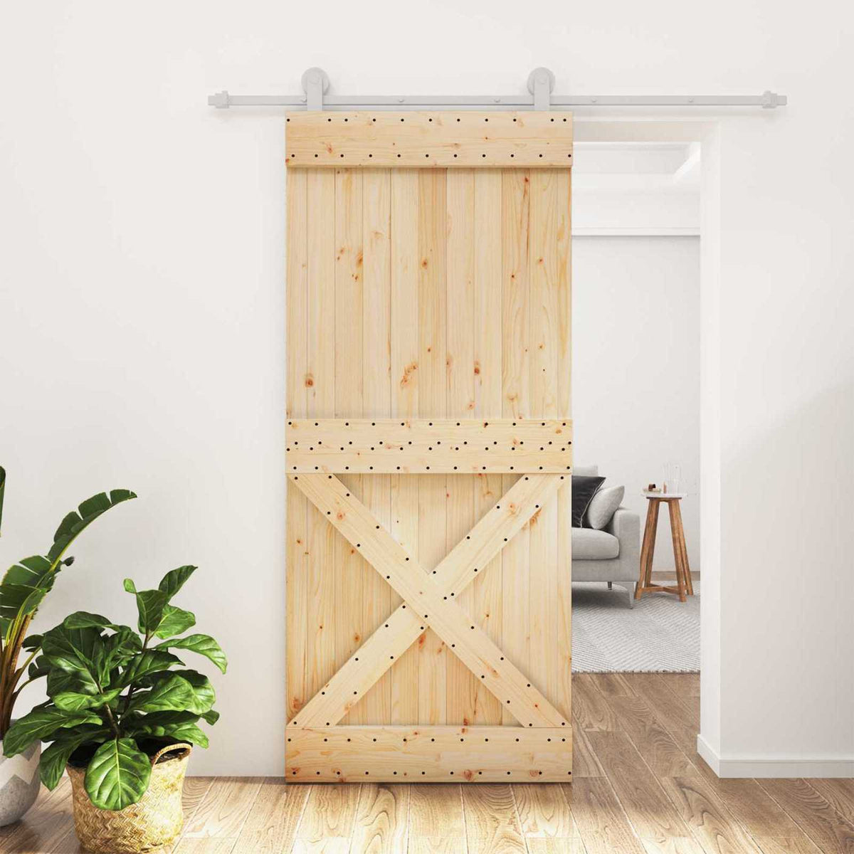 Schuifdeur Natuurlijk en Wit 90 x 210 cm Massief Grenenhout is nu te koop bij PeponiXL, paradijselijk wonen!