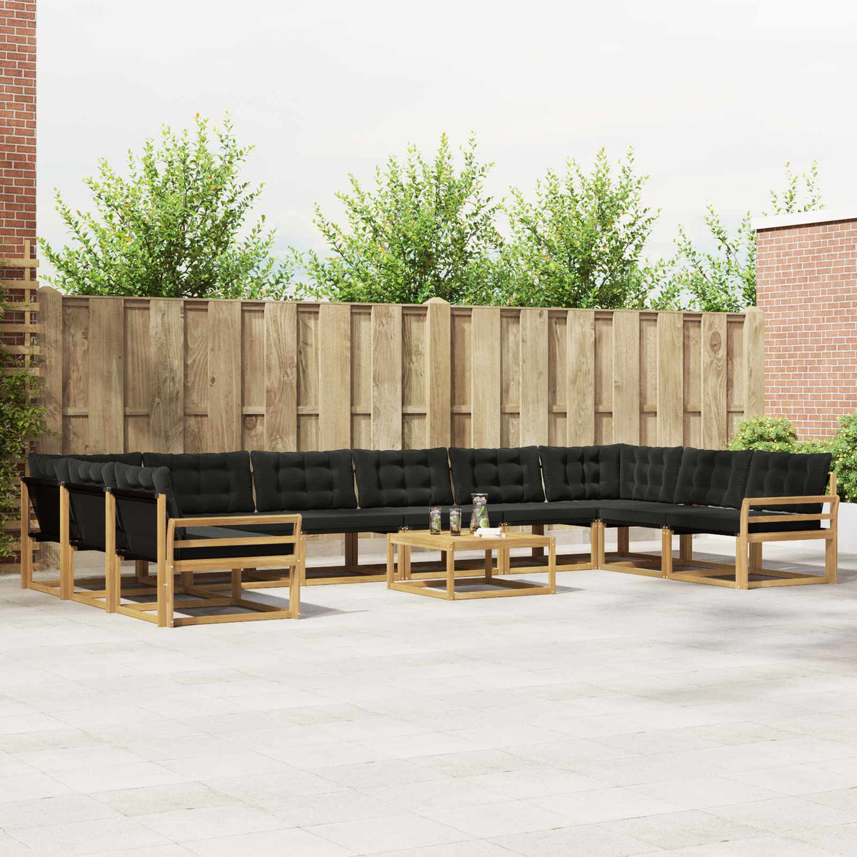 Buiten bankenset met kussen 11 pcs Wit en zwart is nu te koop bij PeponiXL, paradijselijk wonen!