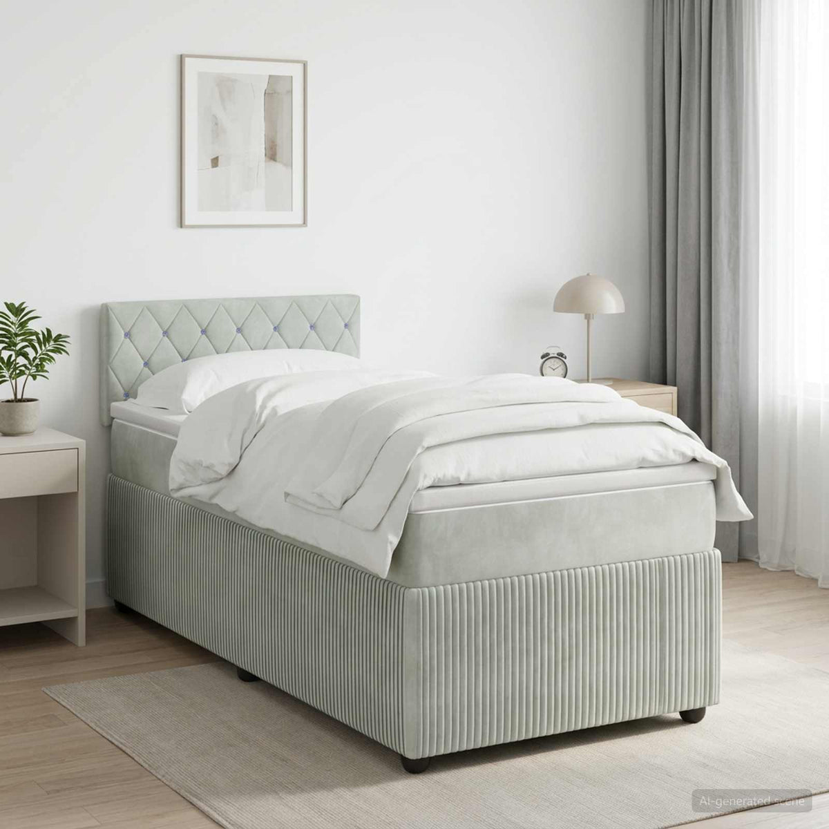 Boxspringbed met matras Lichtgrijs 80 x 200 cm Fluweel is nu te koop bij PeponiXL, paradijselijk wonen!