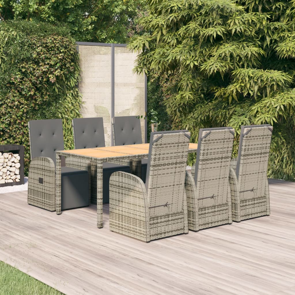 7-delige Tuinset met kussens poly rattan grijs is nu te koop bij PeponiXL, paradijselijk wonen!